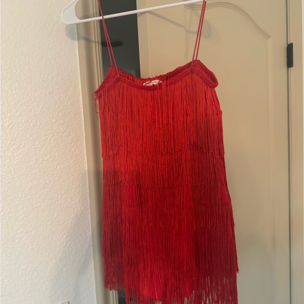 12th Tribe Red Fringe Romper